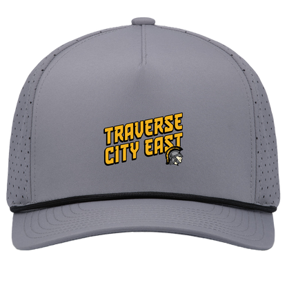 tc-trojans-sport-retro-script-3600x4200-pacific-headwear-weekender-perforated-snapback-cap — Graphite/Black — Front — source sha256 634592a8cb5b0b370bca8f618ab2e5a5637d30a946ea1c713216bd911fe16c54 — Color position 3