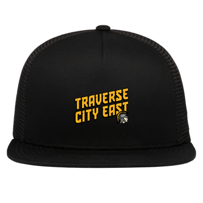 tc-trojans-sport-retro-script-3600x4200-pacific-headwear-d-series-5-panel-trucker-snapback-cap — Black — Front — source sha256 789d810ecd3f92de6f69d72bb6c220f1aa5d4f9f58a4be152131a8b9774987b4 — Color position 1