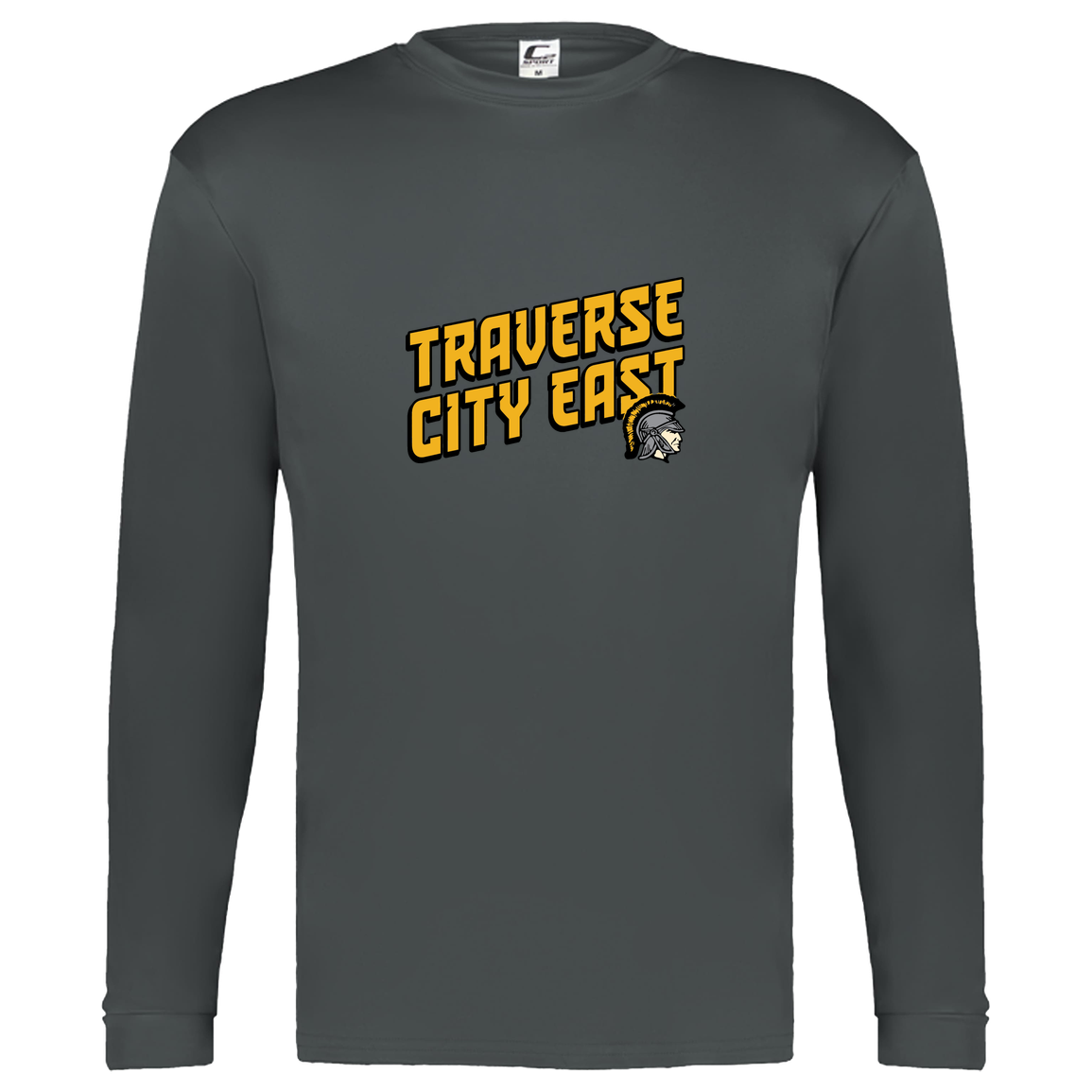 tc-trojans-sport-retro-script-3600x4200-c2-kids-performance-long-sleeve-tee — Graphite — Front — source sha256 799130af5a3b98fcf32aed404a63a19aa0bcef6b336b2f564ceeecc3d20535f2 — Color position 2