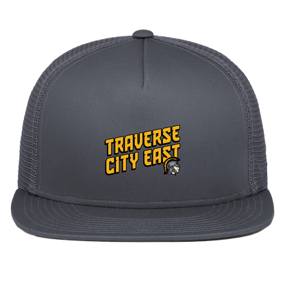 tc-trojans-sport-retro-script-3600x4200-pacific-headwear-d-series-5-panel-trucker-snapback-cap — Graphite — Front — source sha256 9b915f1eb95bdf56e5b4a77aa0df3bee1a0cec4ad7075d47d0701798588d7fb6 — Color position 3