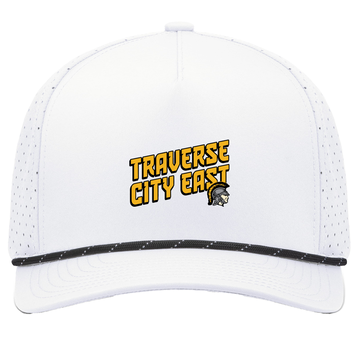 tc-trojans-sport-retro-script-3600x4200-pacific-headwear-weekender-perforated-snapback-cap — White/Black — Front — source sha256 dc1c19414f5ae63a9fa3e116095f6551ca2f7ed1f927751f6194d31b2fed3af5 — Color position 7