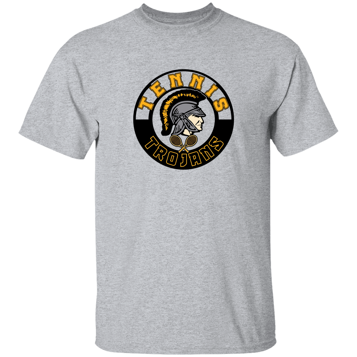 tc-trojans-tennis-crest-gildan-5-3-oz-t-shirt — Sport Grey — Front — source sha256 097136e2aac108f703c51dc469fa03a74cbc0b38ccbe06bbbb560660056b1b6f — Color position 6