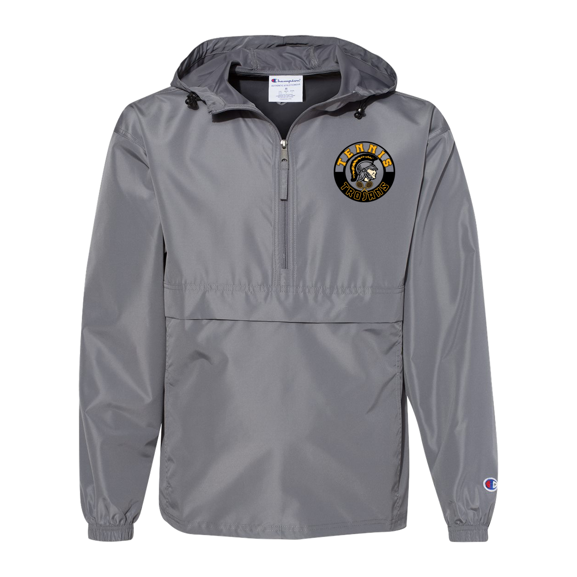 tc-trojans-tennis-crest-champion-unisex-packable-anorak-jacket — Graphite — Front — source sha256 34374b264d6e4a4b2506e93b6c8f7367af85fa485e831018229f1f570eefaa34 — Color position 2