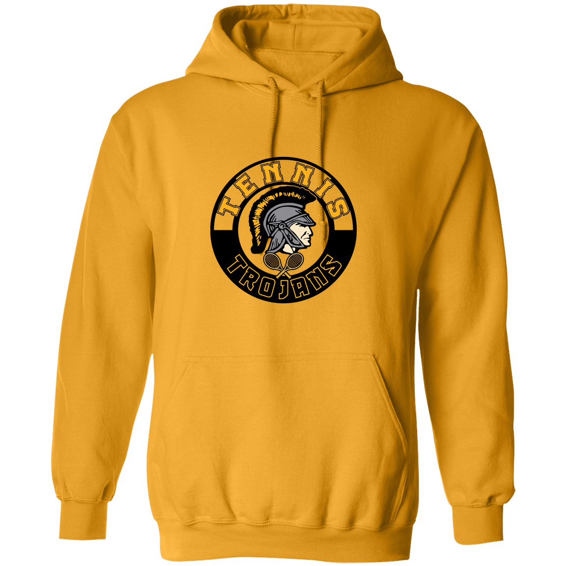 tc-trojans-tennis-crest-gildan-pullover-hoodie — Gold — Front — source sha256 725e9b10ab43516e5384fe40783c04cc27301eeb0e3996f93cca45932a532548 — Color position 7