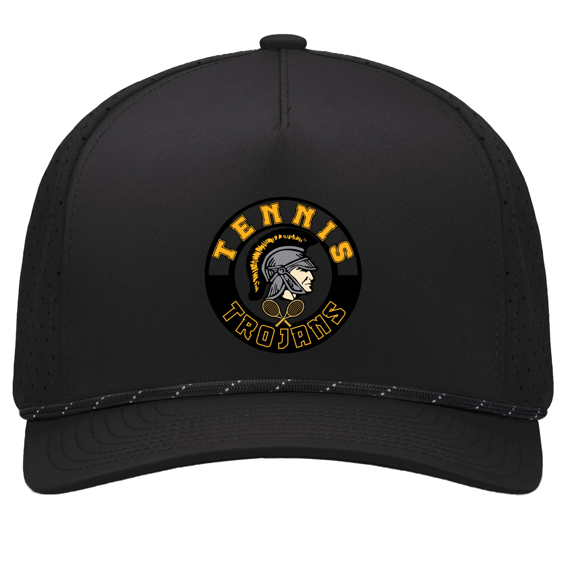 tc-trojans-tennis-crest-pacific-headwear-weekender-perforated-snapback-cap — Black/Black — Front — source sha256 7b1eeab808f38e78b3434755a4e25c60bb446ab2ee919286ba319b4c27f33002 — Color position 1