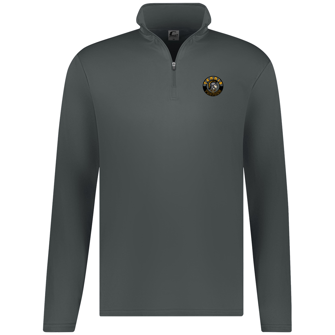 tc-trojans-tennis-crest-c2-mens-1-4-zip-pullover — Graphite — Front — source sha256 8eeb7c4df4b6234e279bc87d4defbd15b2e5fbd19c7df95081b2528296f71135 — Color position 4