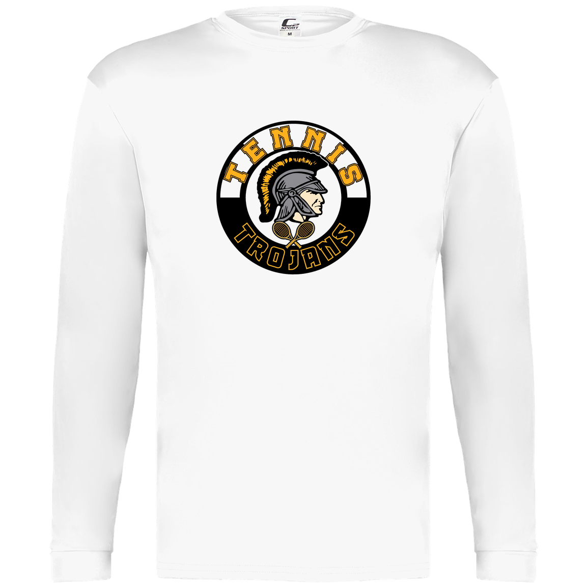 tc-trojans-tennis-crest-c2-mens-performance-long-sleeve-tee — White — Front — source sha256 932c9934d89012b6222ca3b40f8e3bca9f541a12d11b2ead611d2ff4a95b2002 — Color position 4