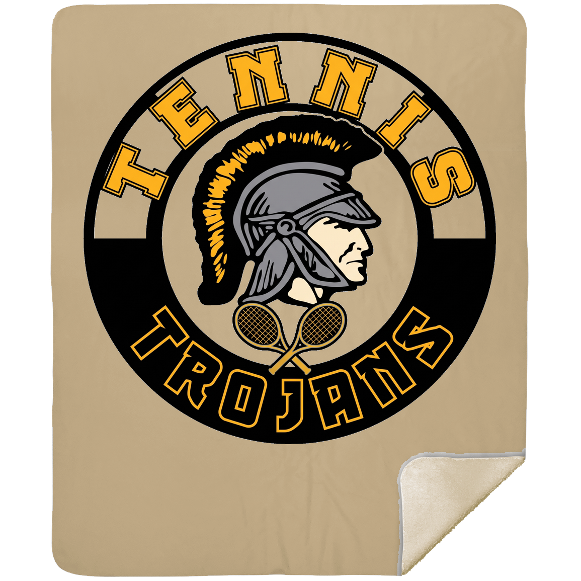 tc-trojans-tennis-crest-mshm-premium-sherpa-blanket-50x60 — Tan — Front — source sha256 a333b955afdfb1cfd3bfddb20ef4de341fae294c765d80c67bd31b99598584a9 — Color position 5