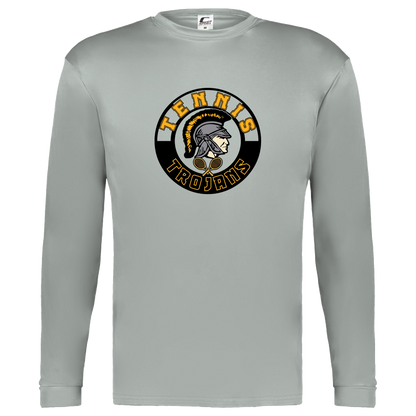 tc-trojans-tennis-crest-c2-kids-performance-long-sleeve-tee — Silver — Front — source sha256 a77ca6d61d1943d1283061e44f4b688e2ff537e08c51b00d1decbb6bc326db87 — Color position 3