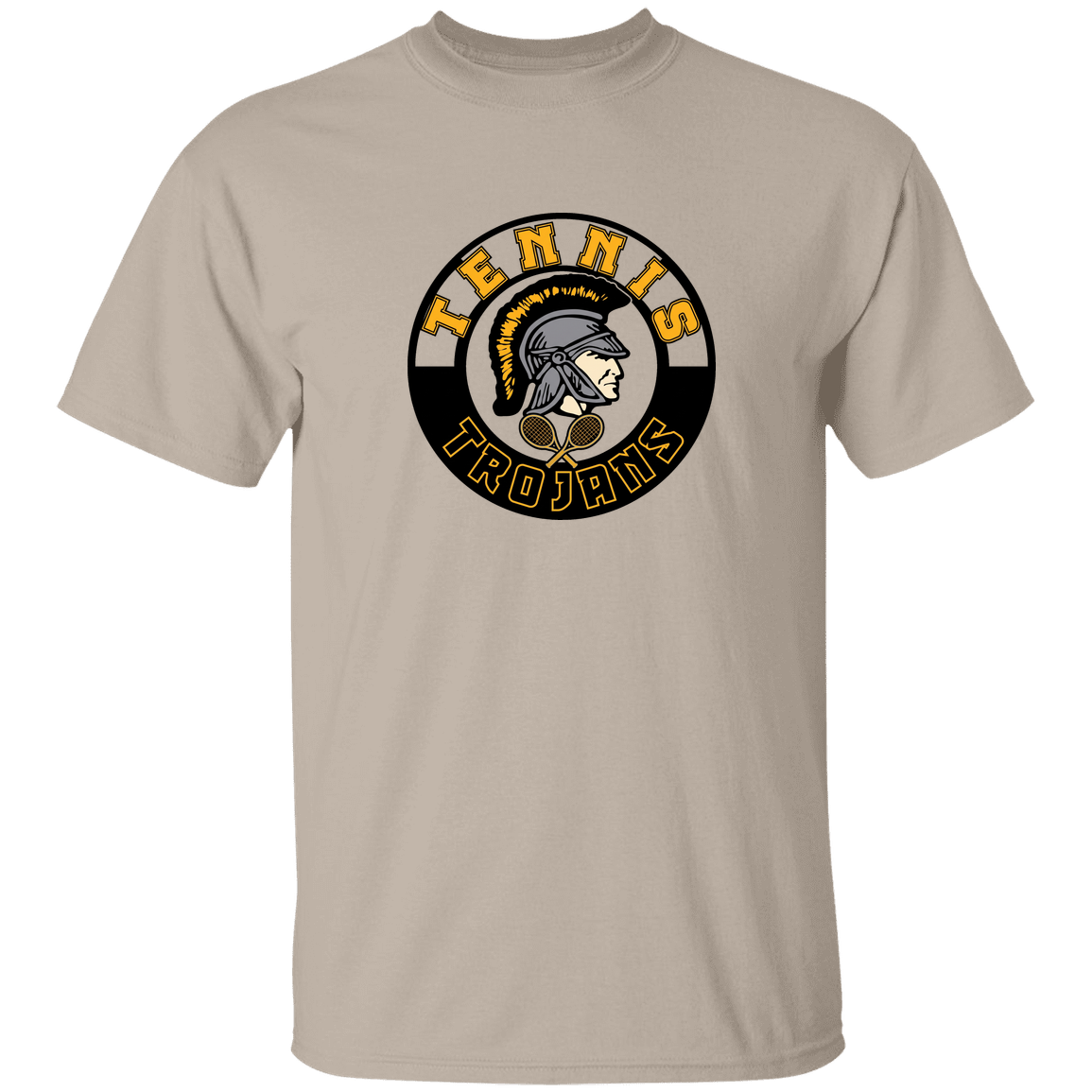 tc-trojans-tennis-crest-gildan-5-3-oz-t-shirt — Sand — Front — source sha256 a823ce8ec74f0496065800e82f4625e35ceb45ebdb8a37c140c9857b8d4f367a — Color position 1