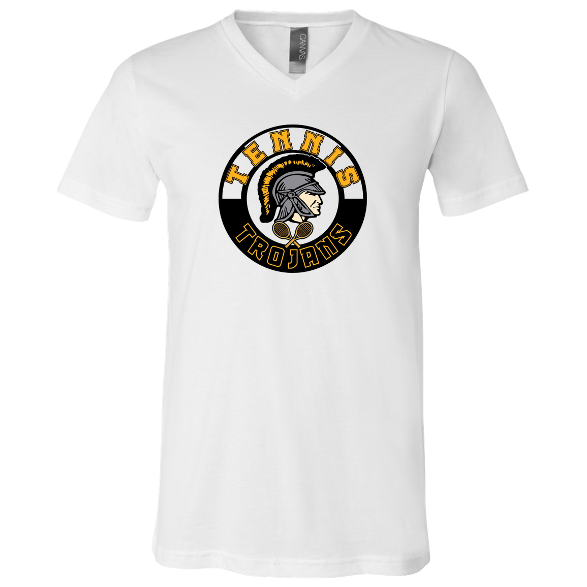 tc-trojans-tennis-crest-bella-canvas-unisex-jersey-ss-v-neck-t-shirt — White — Front — source sha256 afb43cbc53388516dd6c0d657d78f91baf194d93295d4c4b3a3b29475f6fe9b7 — Color position 1