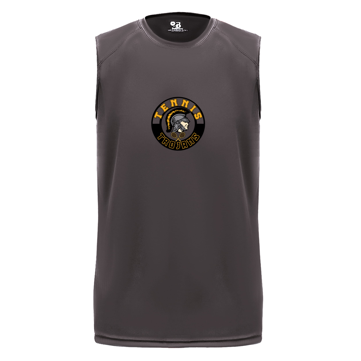 tc-trojans-tennis-crest-badger-b-core-sleeveless-performance-tee — Graphite — Front — source sha256 b1c9ba37a5b7c2eabc1b67ae89acafe28b3bc7725db4c24f2317885d282baa50 — Color position 2