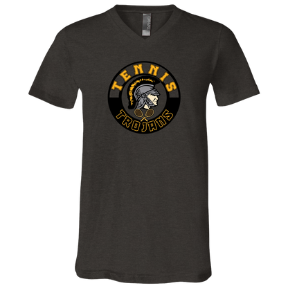 tc-trojans-tennis-crest-bella-canvas-unisex-jersey-ss-v-neck-t-shirt — Dark Grey Heather — Front — source sha256 d408d9d654403fdf3a3b73a3aff5dab43fca255e1c48f7235c35b4f281d62fe7 — Color position 3