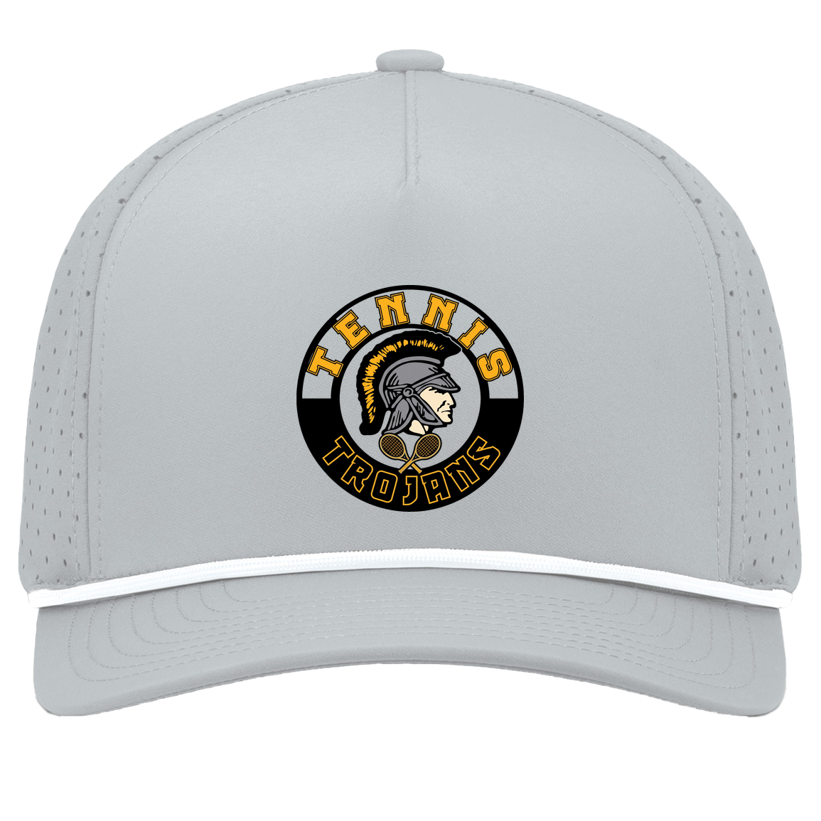 tc-trojans-tennis-crest-pacific-headwear-weekender-perforated-snapback-cap — Silver/White — Front — source sha256 ddb76b8b843c9b0c105609df530ef2e4480c2a034b901f0d17f000ad98fb526b — Color position 5