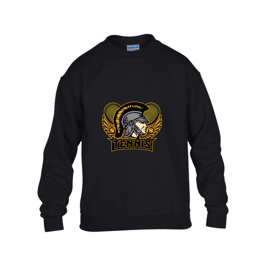 tc-trojans-tennis-insignia-v2-gildan-kids-heavy-blend-fleece-crew — Black — Front — source sha256 1be9cb3828c935e29f465d6904536def6bf6d330bd7291bdb6d7d7f1c9601163 — Color position 1
