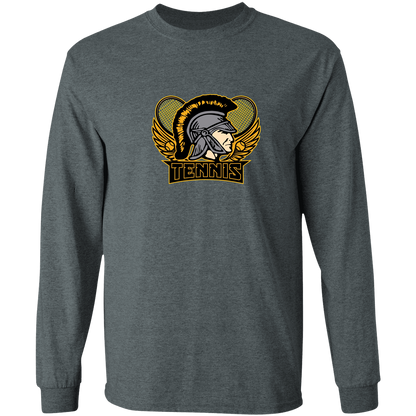 tc-trojans-tennis-insignia-v2-gildan-ls-t-shirt-5-3-oz — Dark Heather — Front — source sha256 301e4727f7dfb48513bb2c50cae4169e71928b7a25b51d0c2fd7a26c256522ac — Color position 2