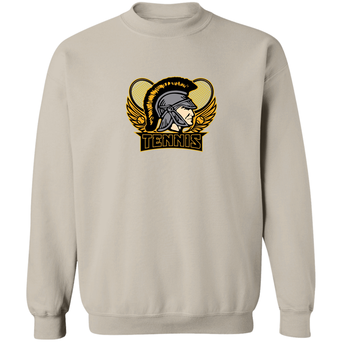 tc-trojans-tennis-insignia-v2-gildan-crewneck-pullover-sweatshirt — Sand — Front — source sha256 3f4d378e8f3612070c19cb69340d6e4bd33792432725d2b29057c9f66fecc93e — Color position 5