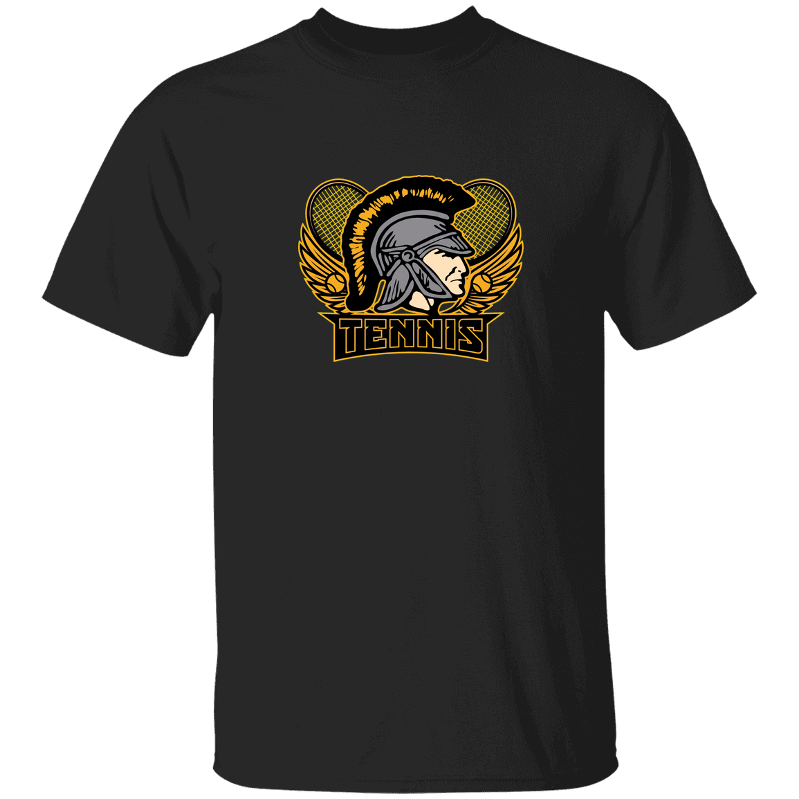 tc-trojans-tennis-insignia-v2-gildan-5-3-oz-t-shirt — Black — Front — source sha256 46945f976cf8ce83ba2b68545d49c0be350026a2b2e2f4970fe98ce206484475 — Color position 5