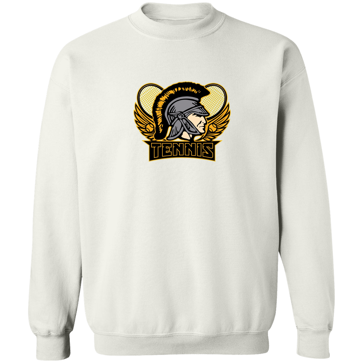 tc-trojans-tennis-insignia-v2-gildan-crewneck-pullover-sweatshirt — White — Front — source sha256 551f37c57934b90978776b58f23c103ce585eefae383031370764e79d6b4d33f — Color position 3