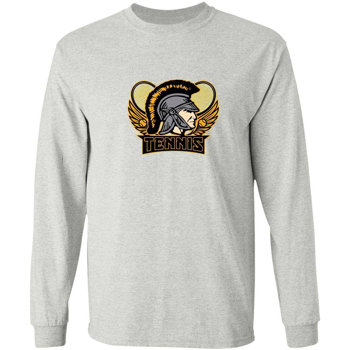 tc-trojans-tennis-insignia-v2-gildan-ls-t-shirt-5-3-oz — Ash — Front — source sha256 65c83edaacdc7928aacfaa322eb35c479ce0c4b6cf96c4dac6e800c57cc32f9c — Color position 1