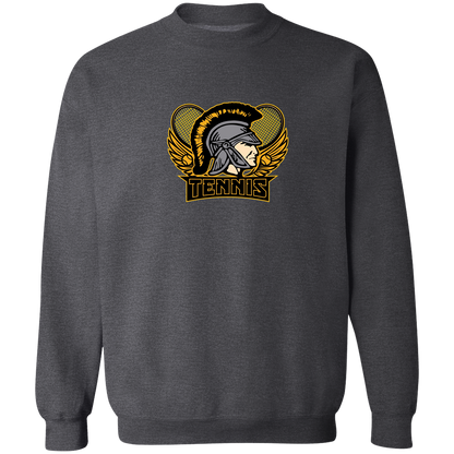 tc-trojans-tennis-insignia-v2-gildan-crewneck-pullover-sweatshirt — Dark Heather — Front — source sha256 7f4b0802a0747a0c5e20d362a81eedc74781167fc4f8dad339163824745f9c0a — Color position 6