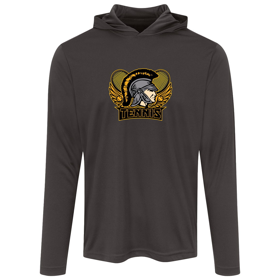 tc-trojans-tennis-insignia-v2-sport-tek-mens-competitor-hooded-tee — Iron Grey — Front — source sha256 ddc00079b8faa1adf6324a8d67b37f2254c2b3d9a888f0945241e7486e723db8 — Color position 2