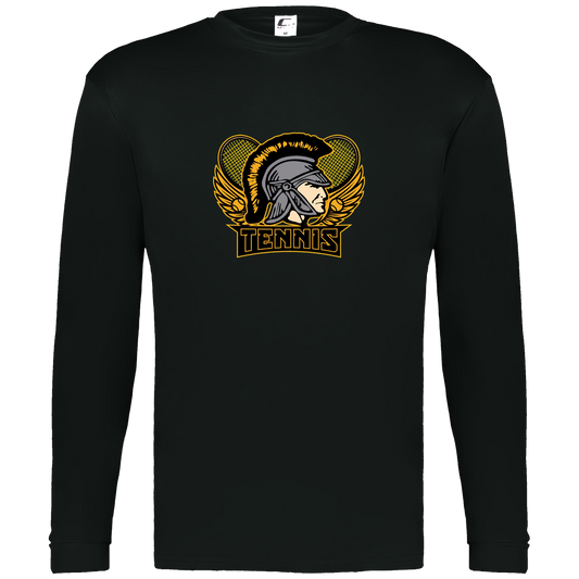 tc-trojans-tennis-insignia-v2-c2-mens-performance-long-sleeve-tee — Black — Front — source sha256 e5be96b7edee0bcf158671912af89c8d04a113d64f68f5dea8deccf90af97143 — Color position 1