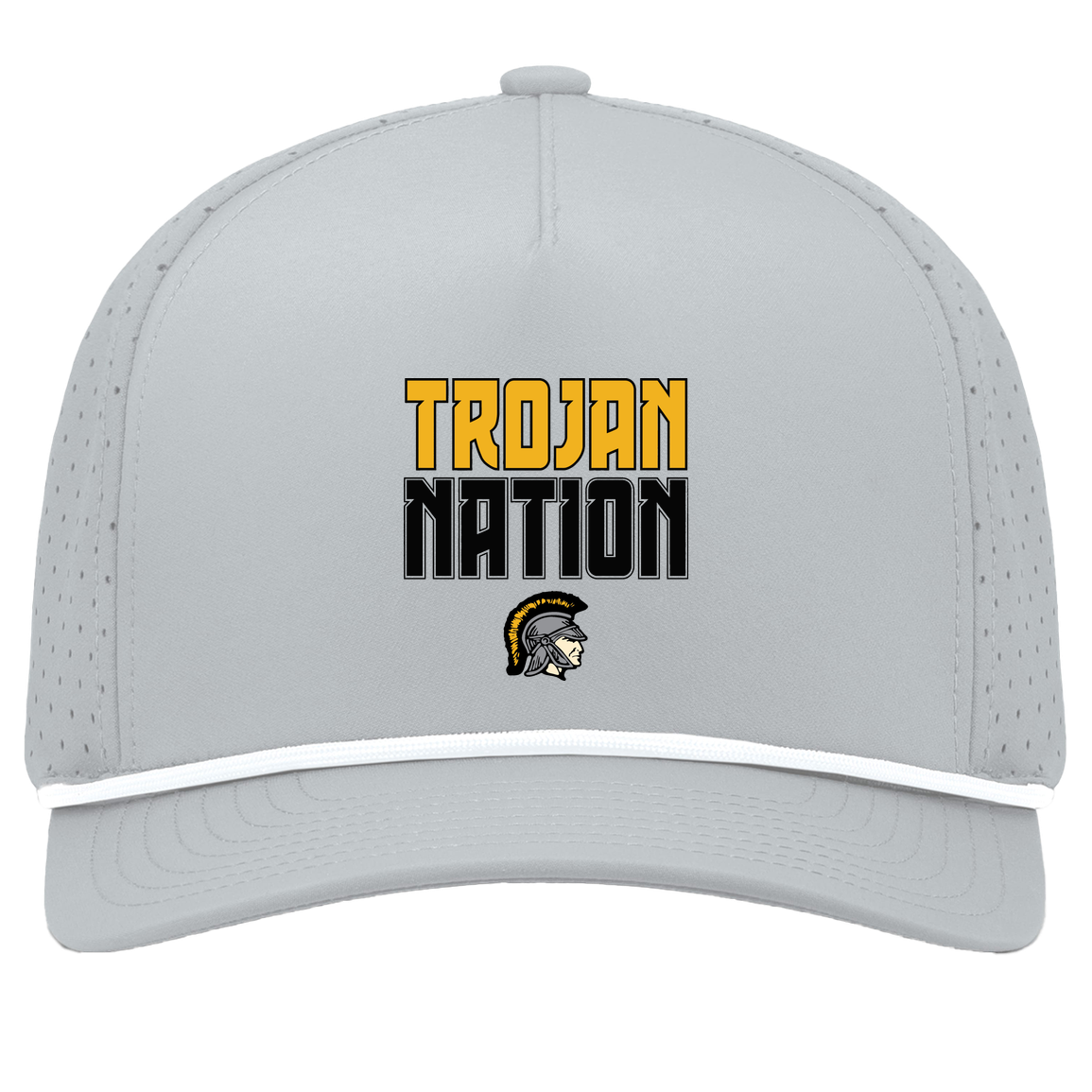tc-trojans-trojan-nation-pacific-headwear-weekender-perforated-snapback-cap — Silver/White — Front — source sha256 3ce3b927daa9161e88a0b47ab693b9c2ed9ff2812a98a106c2188416febd3da6 — Color position 1