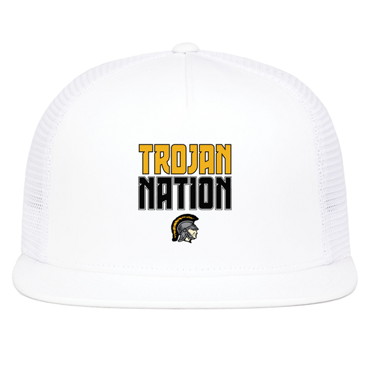 tc-trojans-trojan-nation-pacific-headwear-d-series-5-panel-trucker-snapback-cap — White — Front — source sha256 4f83779626d3c78c47f6dafe9440fcc794d2a79d9356dcd7158d1c06500832d6 — Color position 1