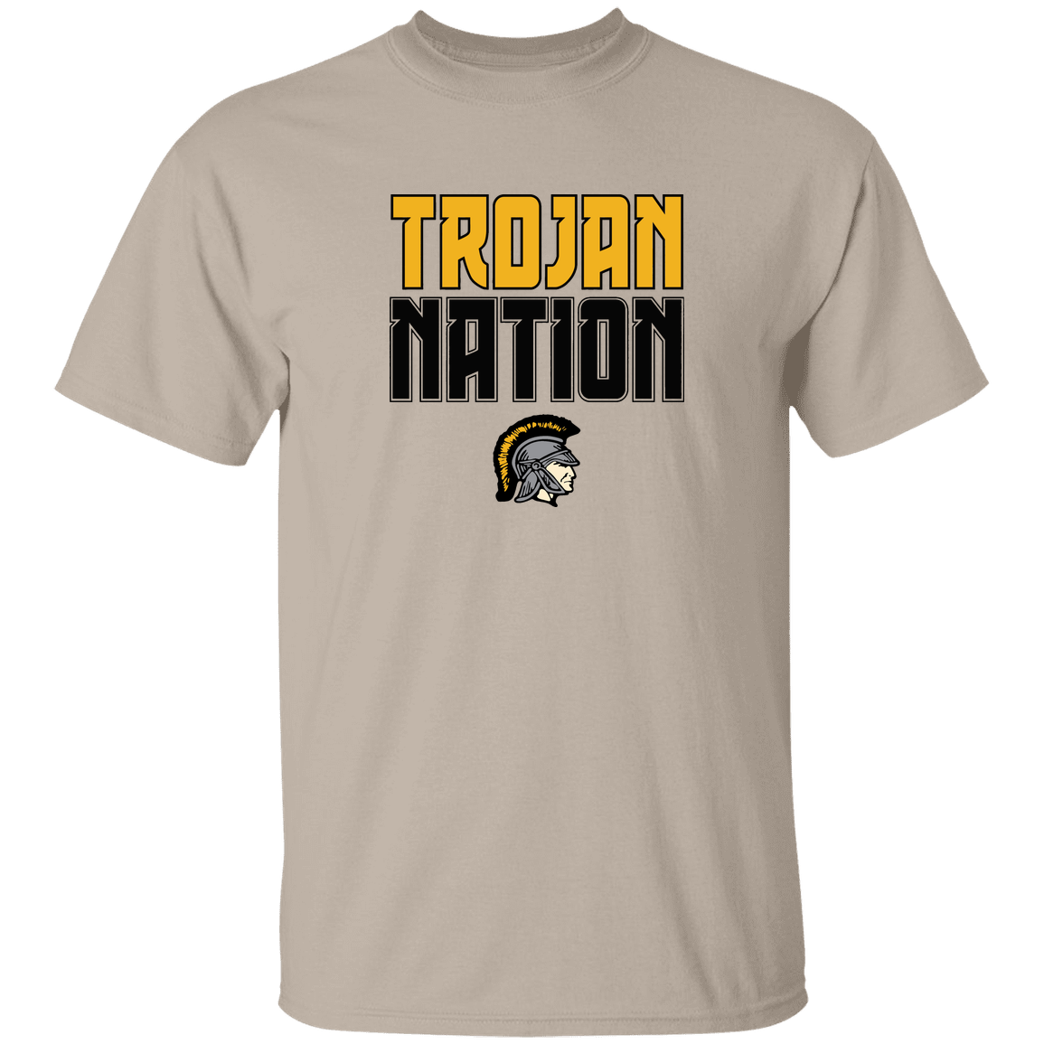 tc-trojans-trojan-nation-gildan-5-3-oz-t-shirt — Sand — Front — source sha256 5f3164350c209e239893a9714a149de7ffd3224fd90548eb2db7529b76661689 — Color position 1
