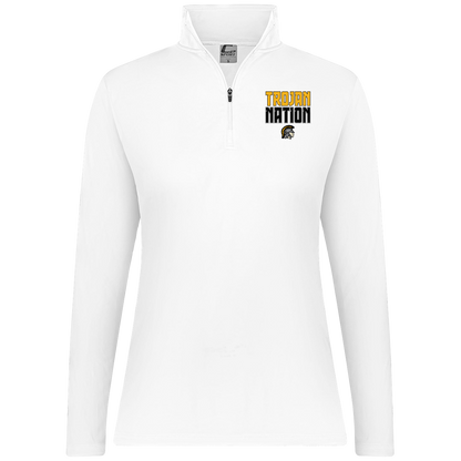 tc-trojans-trojan-nation-c2-womens-1-4-zip-pullover — White — Front — source sha256 628ea0e6f901dc3205fed2c140b8866d978a0a478bc822b3232ba5b00a07e7b3 — Color position 2