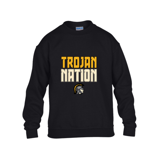 tc-trojans-trojan-nation-dark-gildan-kids-heavy-blend-fleece-crew — Black — Front — source sha256 3ed0f93ed5a2ad3cf132fbcad18606c0d59589e87e29bc81438d75000f94fe3c — Color position 1
