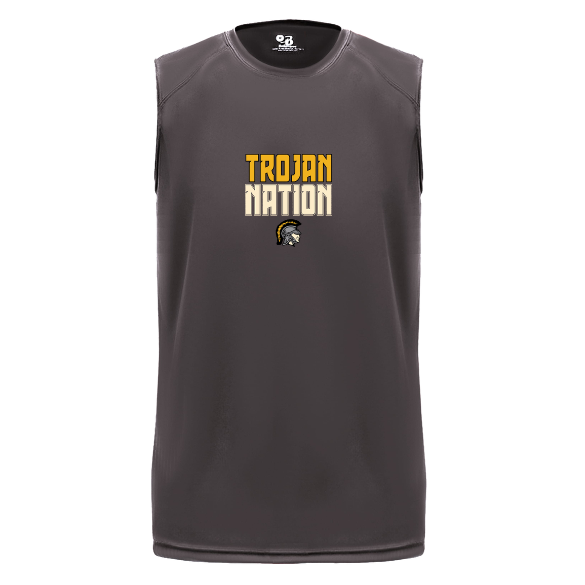 tc-trojans-trojan-nation-dark-badger-b-core-sleeveless-performance-tee — Graphite — Front — source sha256 46c2a94dff6d43e742fdb2a776452a4a730842b8ae1c0efc17fe591a53909ff8 — Color position 2