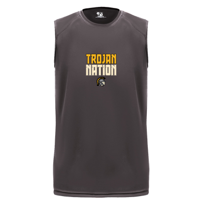 tc-trojans-trojan-nation-dark-badger-b-core-sleeveless-performance-tee — Graphite — Front — source sha256 46c2a94dff6d43e742fdb2a776452a4a730842b8ae1c0efc17fe591a53909ff8 — Color position 2