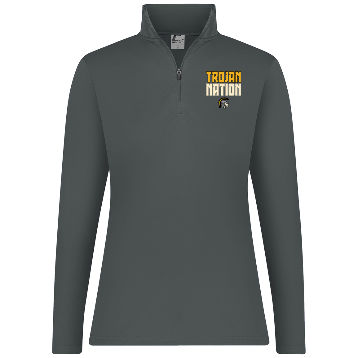 tc-trojans-trojan-nation-dark-c2-womens-1-4-zip-pullover — Graphite — Front — source sha256 7be0aef2c97c9614b3185f4fc0b5ba7e296ee6f0d91868d7f87af17bf41aa594 — Color position 2