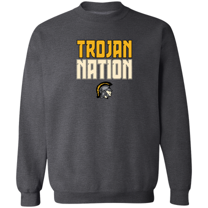 tc-trojans-trojan-nation-dark-gildan-crewneck-pullover-sweatshirt — Dark Heather — Front — source sha256 87e759d9c726b579dc1dbf3a35a209ef9654d04da1f1ee14d98022406bc06497 — Color position 2
