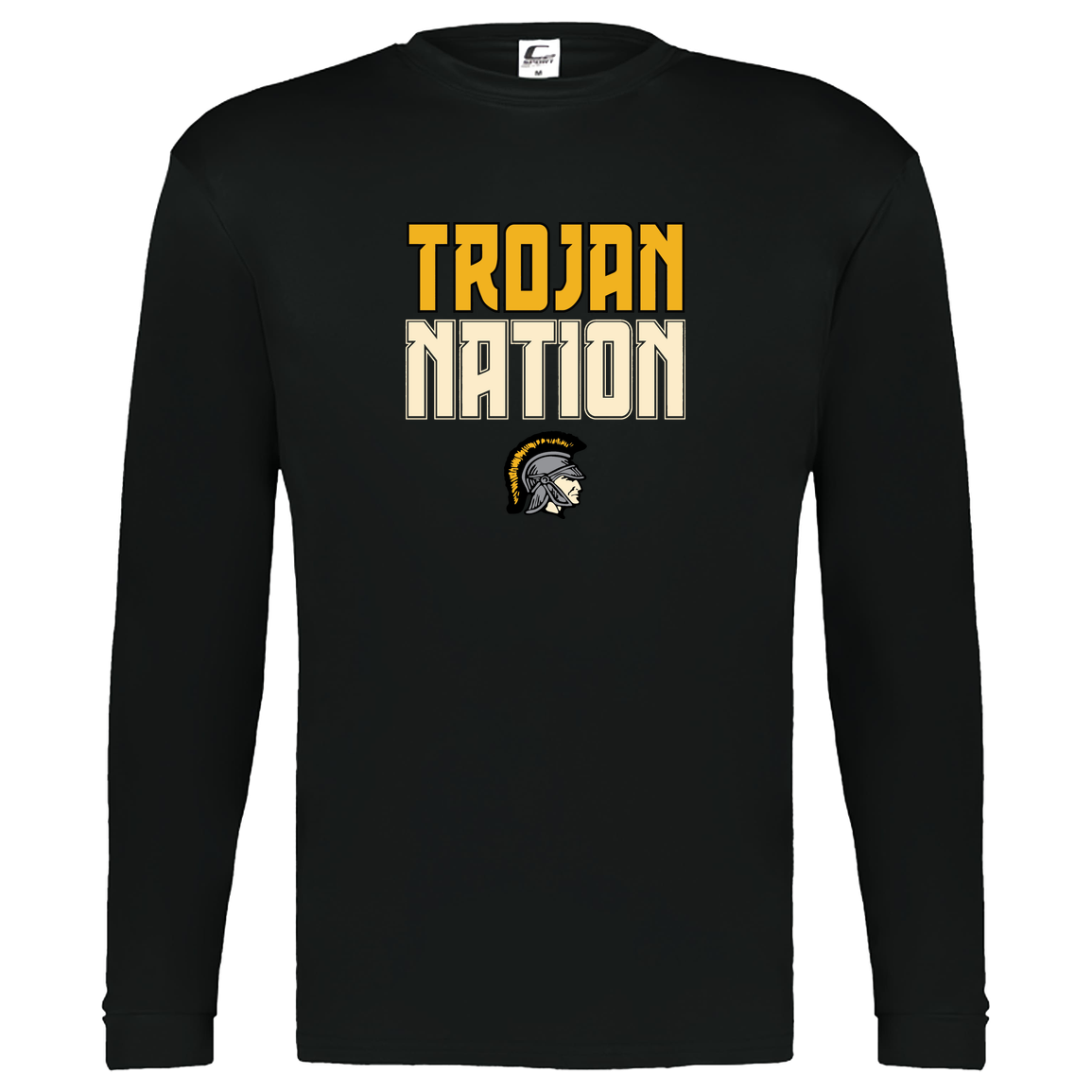 tc-trojans-trojan-nation-dark-c2-kids-performance-long-sleeve-tee — Black — Front — source sha256 955465eb484a5fbb72f2cbc2f820355b19d178b9d54ee3e3219a79384d32e27e — Color position 1