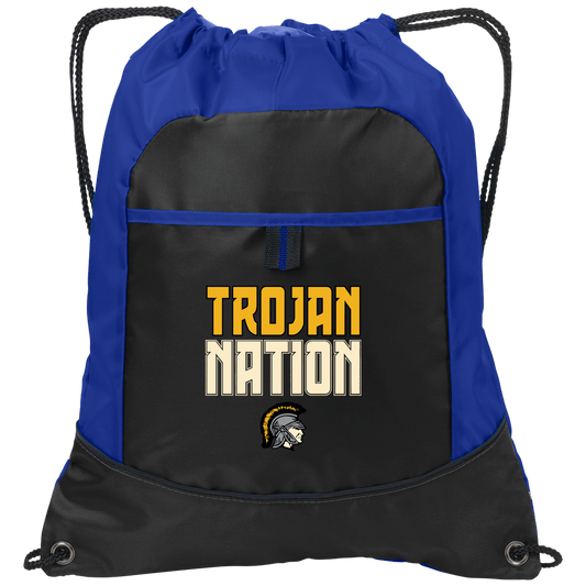 tc-trojans-trojan-nation-dark-port-authority-pocket-cinch-pack — Black/Hyper Blue — Front — source sha256 9a26f919b5c40af6454ba07578cf61062c08470d9e12f1713e6b67fd12c169e8 — Color position 1