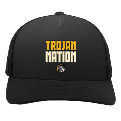 tc-trojans-trojan-nation-dark-pacific-headwear-5-panel-trucker-snapback-cap — Black/Black — Front — source sha256 9e3451d303f14c70c00a5c1a7617147e4fbbceb3568417d1ca1085c327815da7 — Color position 2