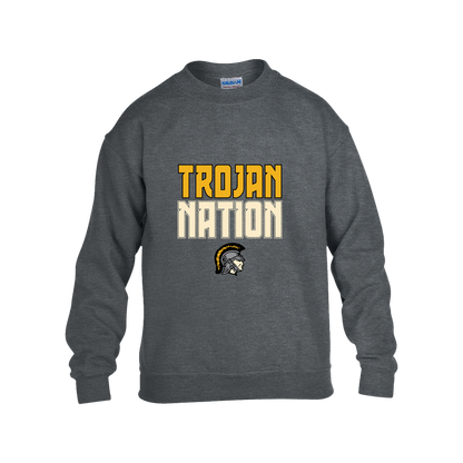 tc-trojans-trojan-nation-dark-gildan-kids-heavy-blend-fleece-crew — Dark Heather — Front — source sha256 a8e9d5de0a67c38c94f0ceb50928299e03bc8a2f37726baa1f3403ba6072eb33 — Color position 2