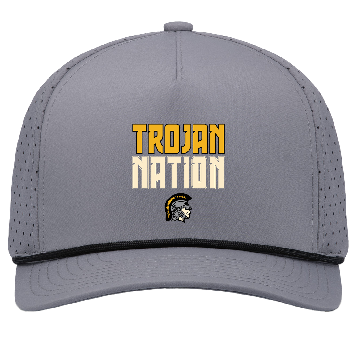 tc-trojans-trojan-nation-dark-pacific-headwear-weekender-perforated-snapback-cap — Graphite/Black — Front — source sha256 bbecd41ea4814a43b1597599c6a02ba8882ff0b9daeae8e0f35cff40dd7b0b36 — Color position 3