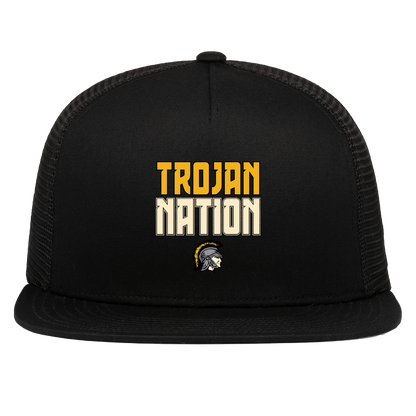 tc-trojans-trojan-nation-dark-pacific-headwear-d-series-5-panel-trucker-snapback-cap — Black — Front — source sha256 c2bc82845e824a9d208273ea23b4ab11bac9d468df8ff70c690569d46b6f6f7b — Color position 1