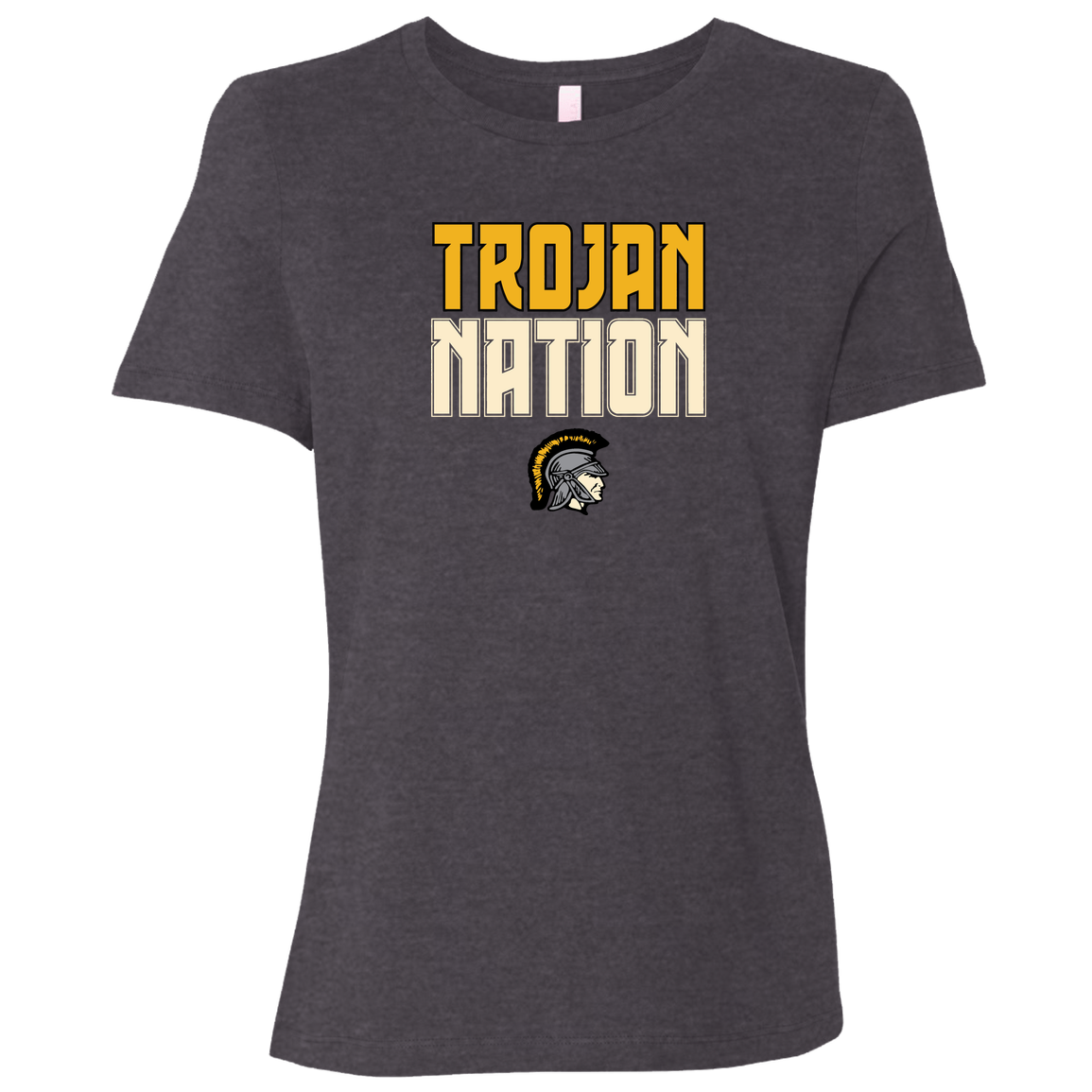 tc-trojans-trojan-nation-dark-bella-canvas-ladies-relaxed-jersey-short-sleeve-t-shirt — Dark Grey Heather — Front — source sha256 e21f84956c009e7f22f7ee4e78a51fe096d54ad4f792140fed194444aa11d5d5 — Color position 2