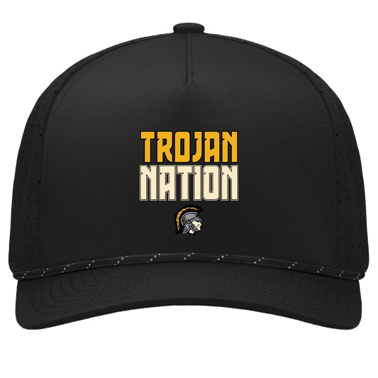 tc-trojans-trojan-nation-dark-pacific-headwear-weekender-perforated-snapback-cap — Black/Black — Front — source sha256 e9bde014ae3dc51d7c03fbee38c6fcad2442f75ab55895c55e4cbd22be3f542f — Color position 1