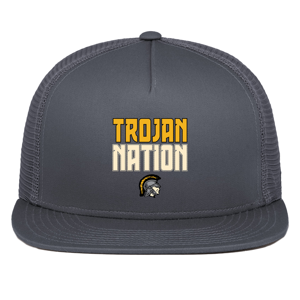 tc-trojans-trojan-nation-dark-pacific-headwear-d-series-5-panel-trucker-snapback-cap — Graphite — Front — source sha256 f32b3fd38e1b1146fa97f49daaa65df4ccf1338a88fcf91fe4587f4d7d91af0c — Color position 3