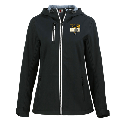 tc-trojans-trojan-nation-dark-clique-womens-eco-stretch-softshell-jacket — Black — Front — source sha256 f6552cdcf0de547b6ace1864fe85e5d62da9182f44bfae0f25270992692a1e30 — Color position 1