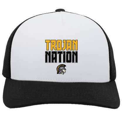 tc-trojans-trojan-nation-pacific-headwear-5-panel-trucker-snapback-cap — White/Black — Front — source sha256 edff773e5b2a880109da40bd399c342e0b73ec651fdf5b65a1c8616ac3350e16 — Color position 2