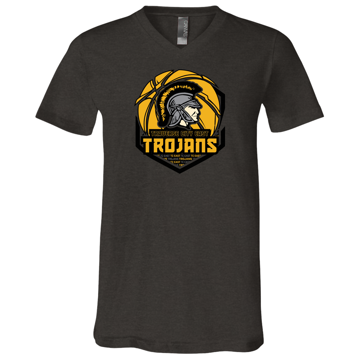 tc-trojans-trojans-team-apparel-bella-canvas-unisex-jersey-ss-v-neck-t-shirt — Dark Grey Heather — Front — source sha256 13f4859c376a9884ac2e48649926eba3f015b1f2c1f84042ac38cad82e78f07a — Color position 3