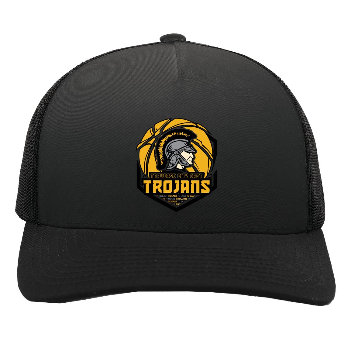 tc-trojans-trojans-team-apparel-pacific-headwear-5-panel-trucker-snapback-cap — Black/Black — Front — source sha256 312a12a49dd4830fda50c49bab3bfc32f2ec54c55a6e17fd0a702ce73cc8df57 — Color position 3