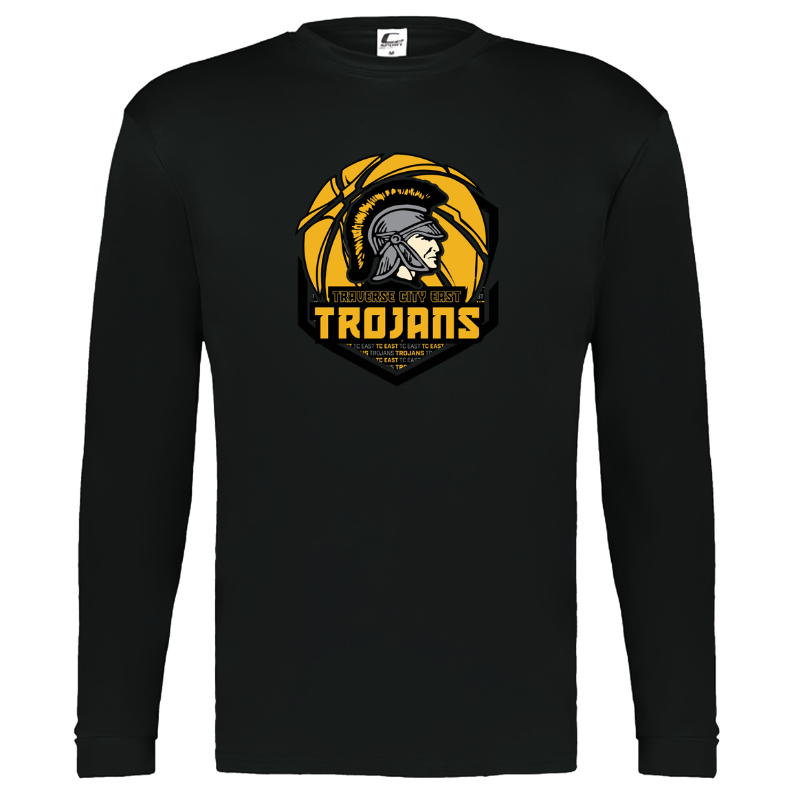 tc-trojans-trojans-team-apparel-c2-kids-performance-long-sleeve-tee — Black — Front — source sha256 6e82b95931b1263c407889f0e41f7c495a0566d90e558a6a07418a86e7dbdb31 — Color position 1
